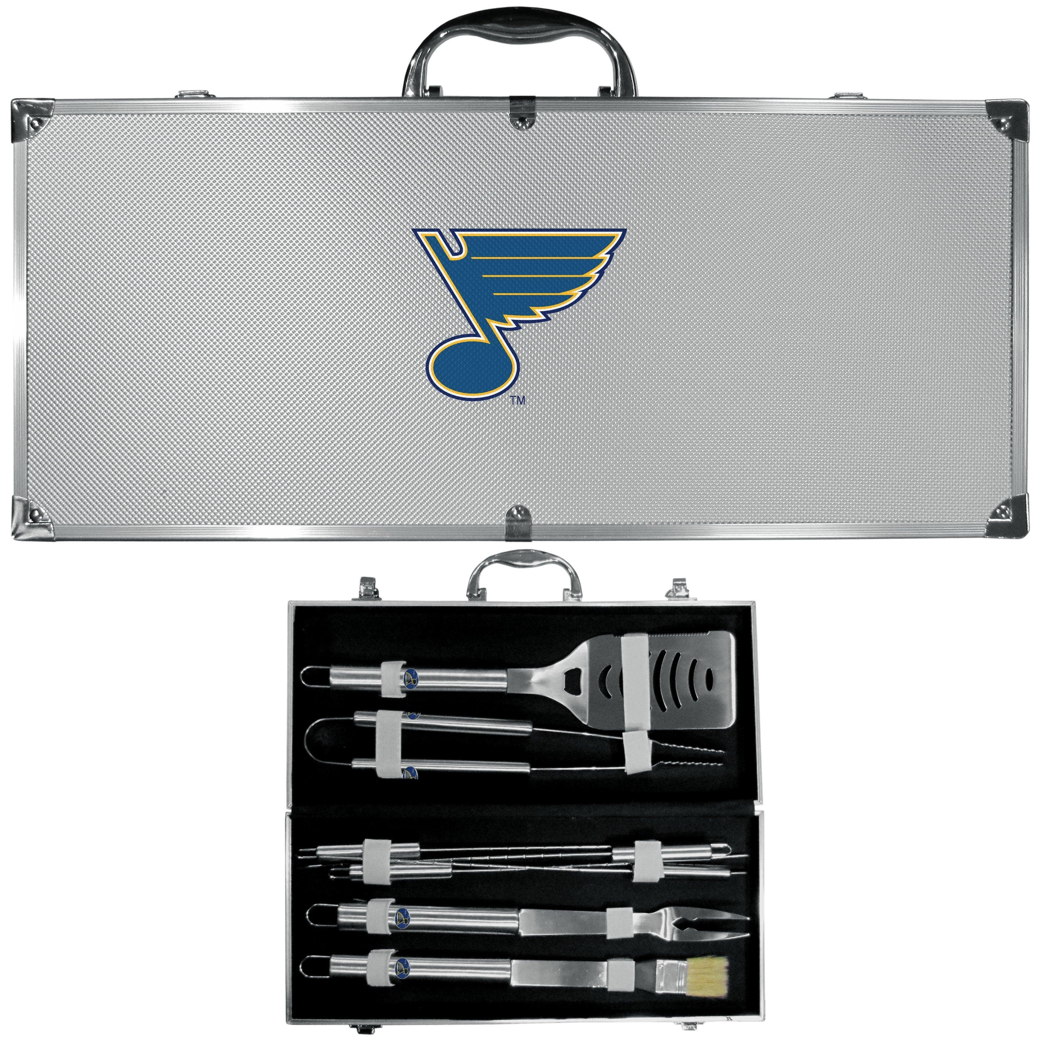 St. Louis Blues® 8 pc Stainless Steel BBQ Set w/Metal Case - Flyclothing LLC