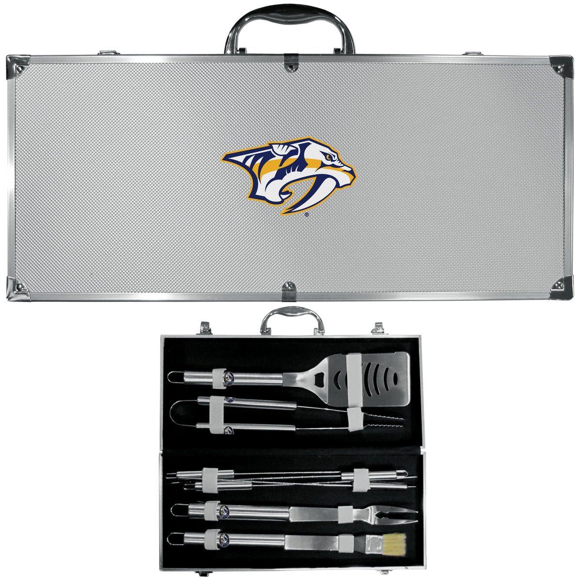 Nashville Predators® 8 pc Stainless Steel BBQ Set w/Metal Case - Flyclothing LLC