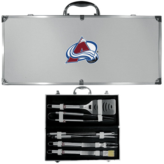 Colorado Avalanche® 8 pc Stainless Steel BBQ Set w/Metal Case - Flyclothing LLC