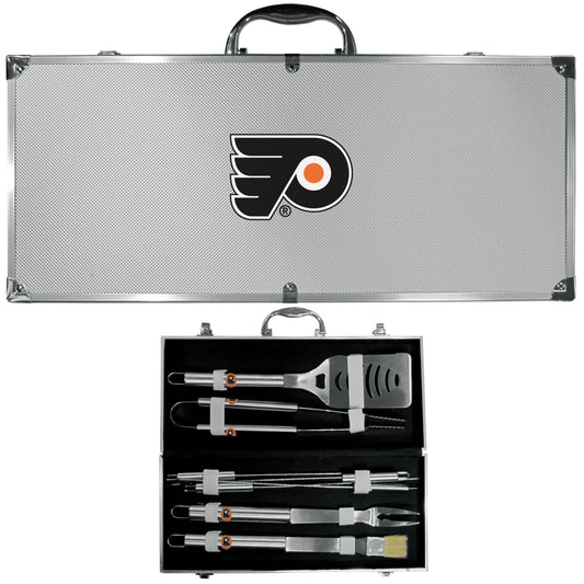 Philadelphia Flyers® 8 pc Stainless Steel BBQ Set w/Metal Case - Flyclothing LLC