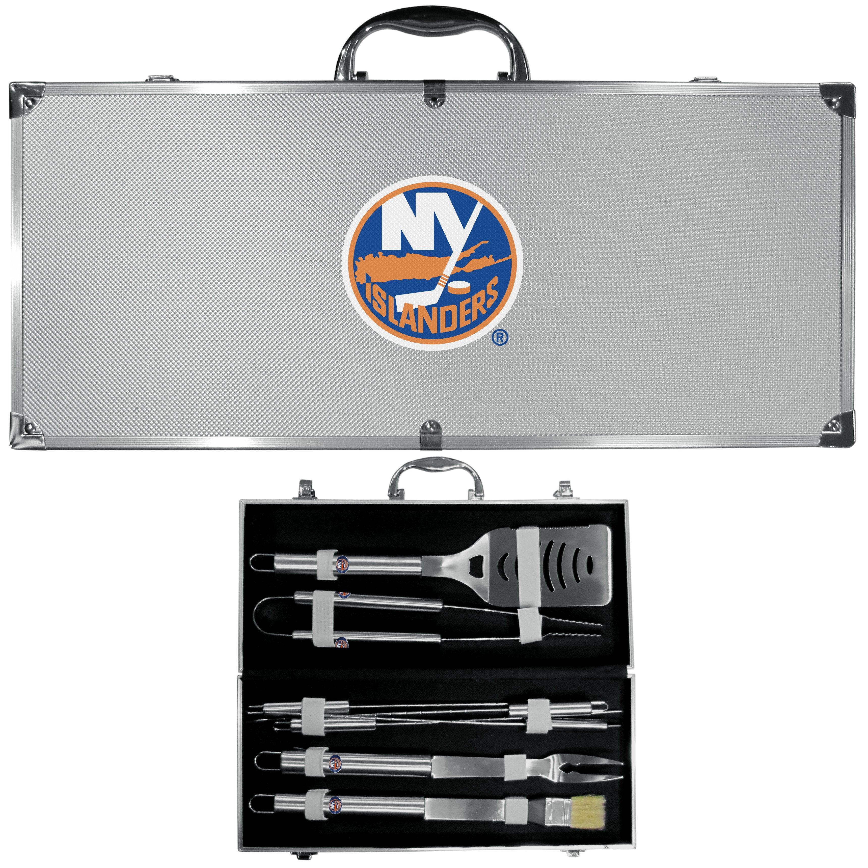 New York Islanders® 8 pc Stainless Steel BBQ Set w/Metal Case - Flyclothing LLC