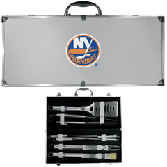New York Islanders® 8 pc Stainless Steel BBQ Set w/Metal Case - Siskiyou Buckle