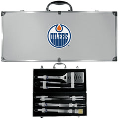 Edmonton Oilers® 8 pc Stainless Steel BBQ Set w/Metal Case - Flyclothing LLC
