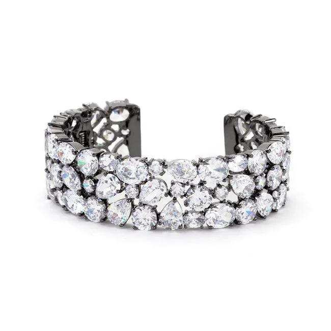 Bejeweled Cubic Zirconia Cuff Black Tone - JGI - Flyclothing LLC