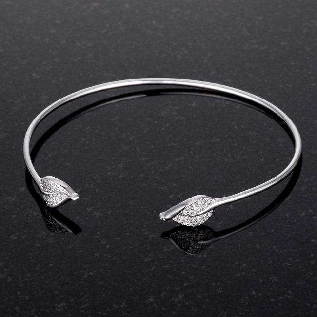 Trendy Rhodium Bracelet with Clear Cubic Zirconia Accents - JGI - Flyclothing LLC