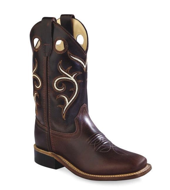 Old West Brown Dark Brown Youth Square Toe Boots - Flyclothing LLC