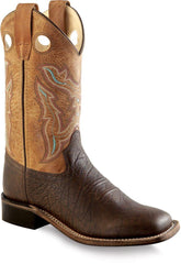 Old West Brown Tumble Tan Fry Youth Square Toe Boots - Flyclothing LLC