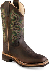 Old West Brown Oily Youth Square Toe Boots - Flyclothing LLC