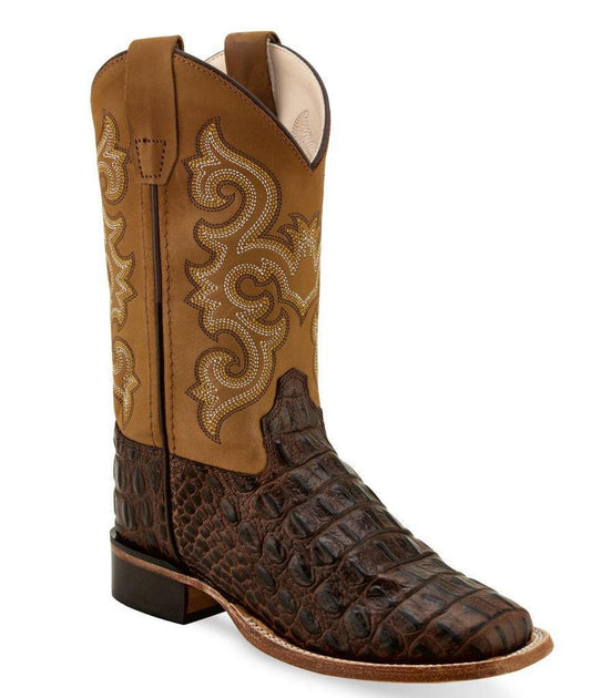 Old West Brown Gator Print Youth Gator Print Boots - Old West