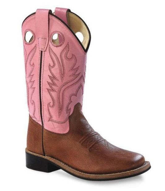 Old West Tan Childrens Square Toe Boots - Old West