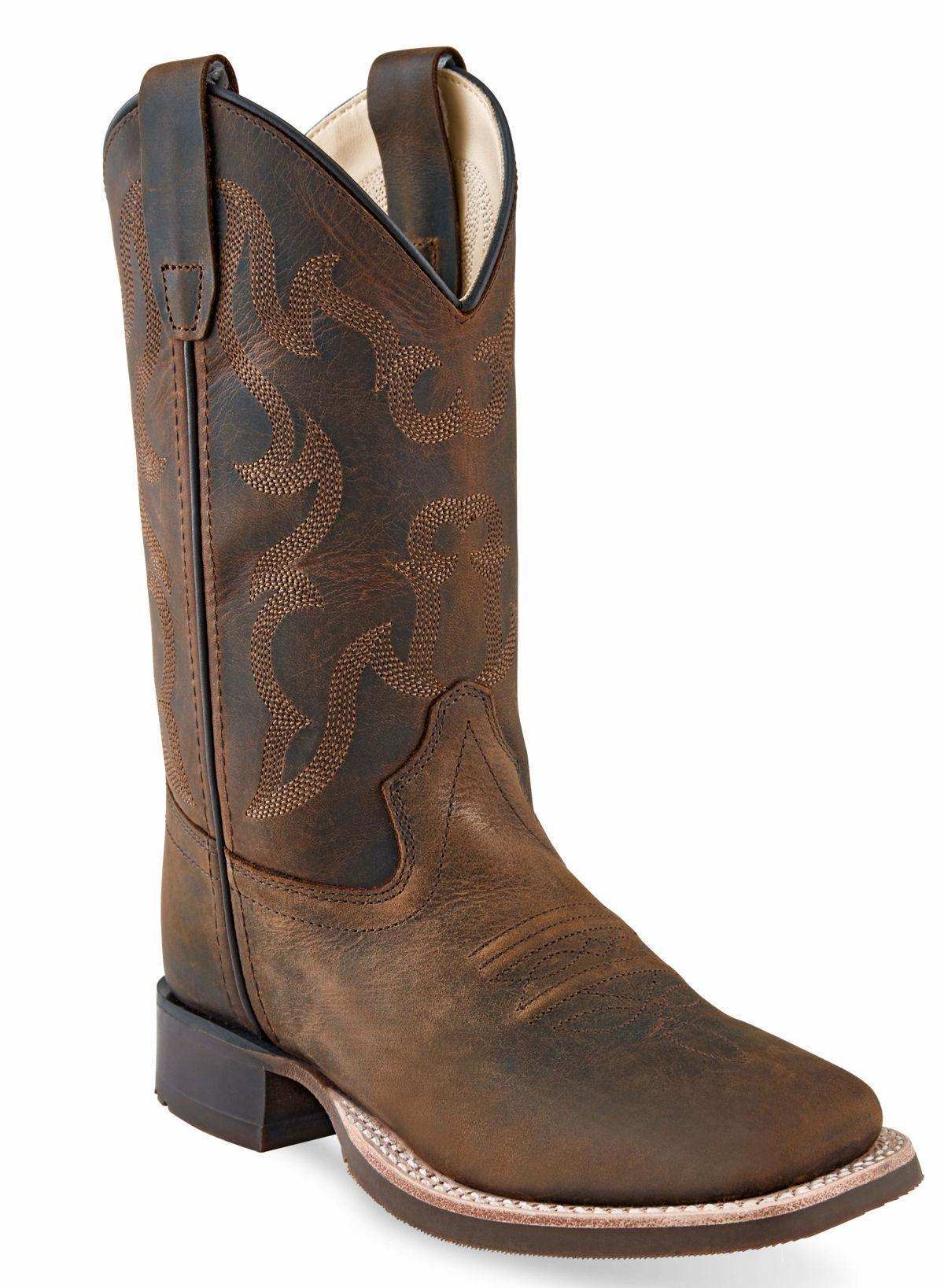 Old West Brown Youth Square Toe Boots - Old West - Flyclothing LLC