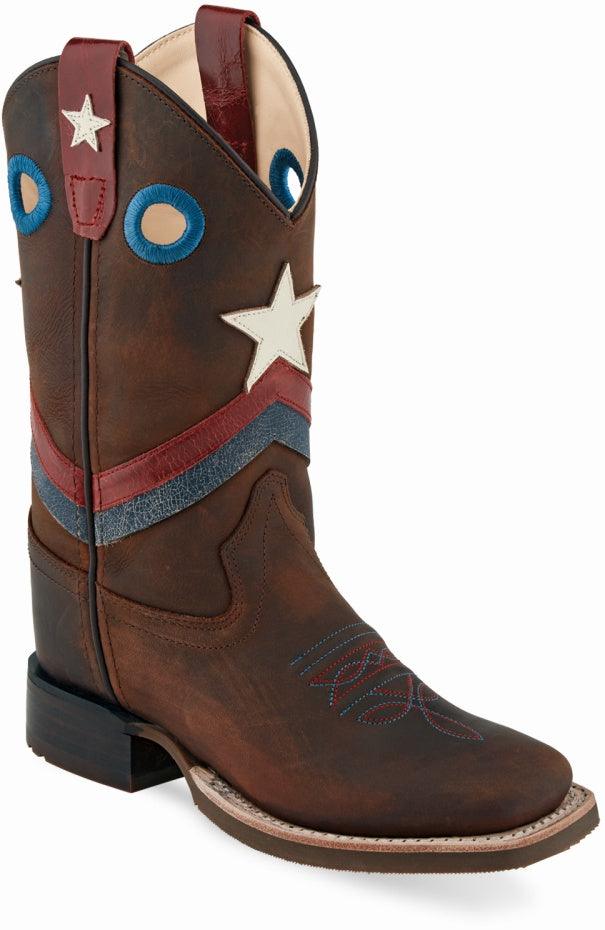 Old West Brown Youth Square Toe Boots - Flyclothing LLC