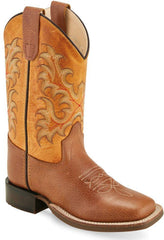 Old West Tan Grenadine Yellow Youth Square Toe Boots - Flyclothing LLC