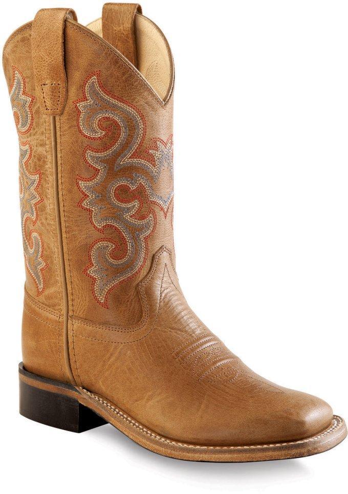 Old West Tan Fry Childrens Square Toe Boots - Flyclothing LLC