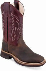Old West Brown Red Childrens Square Toe Boots - Old West