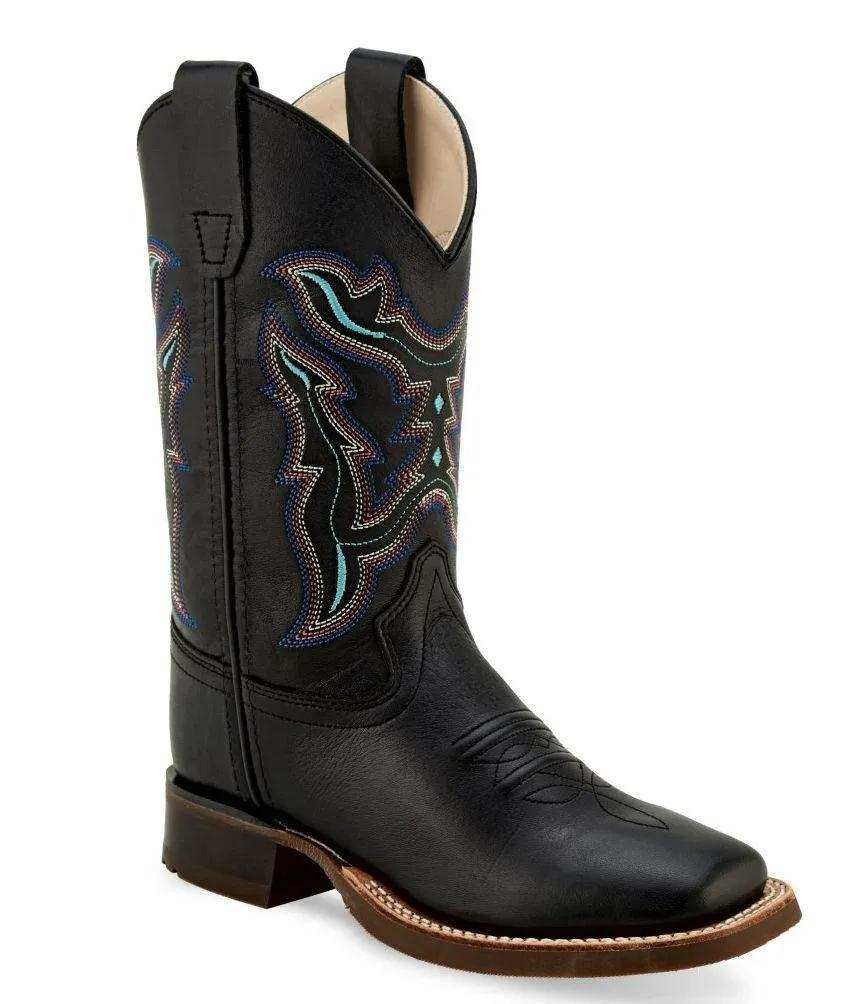 Old West Black Childrens Square Toe Boots - Old West