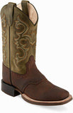Old West Brown Blue Childrens Square Toe Boots - Old West