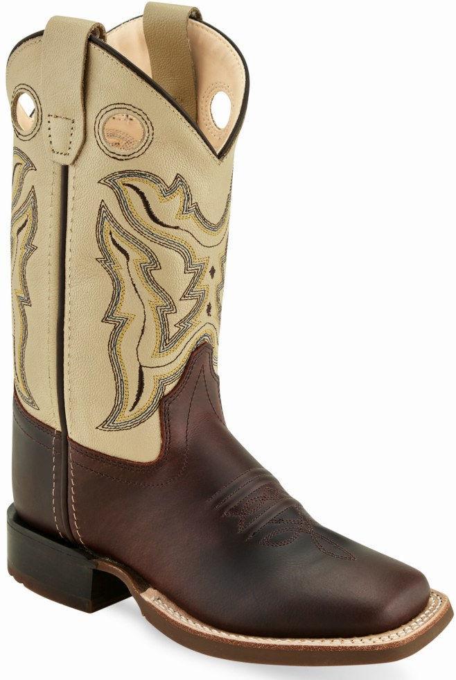 Old West Oiled Rust Oyester Childrens Square Toe Boots - Flyclothing LLC