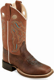 Old West Rugby Brown Rusty Suede Childrens Square Toe Boots - Old West