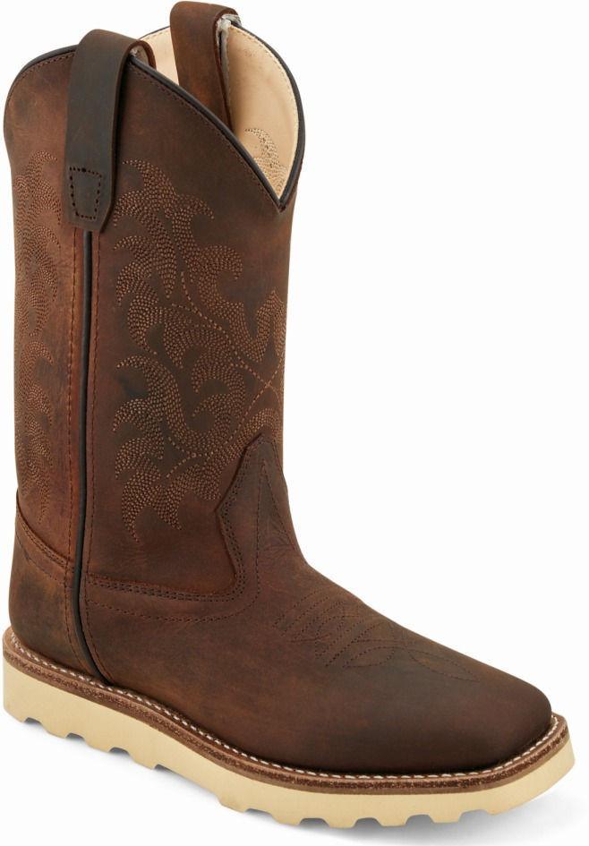 Old West Brown Childrens Square Toe Boots - Flyclothing LLC