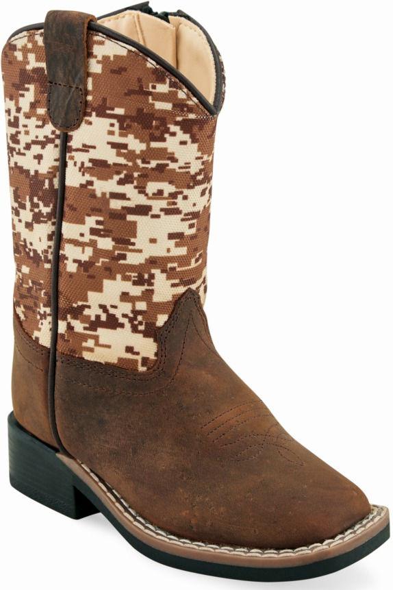 Old West Brown Camo Toddler Square Toe Boots - Flyclothing LLC