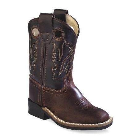 Old West Brown Dark Brown Toddler Square Toe Boots - Old West