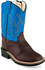 Old West Thunder Oiled Rust Zipper Toddler Square Toe Boots - Flyclothing LLC
