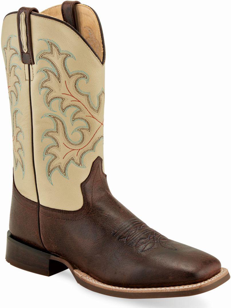 Old West Brown Carvano Stuhl Oyester Mens Square Toe Boots - Flyclothing LLC