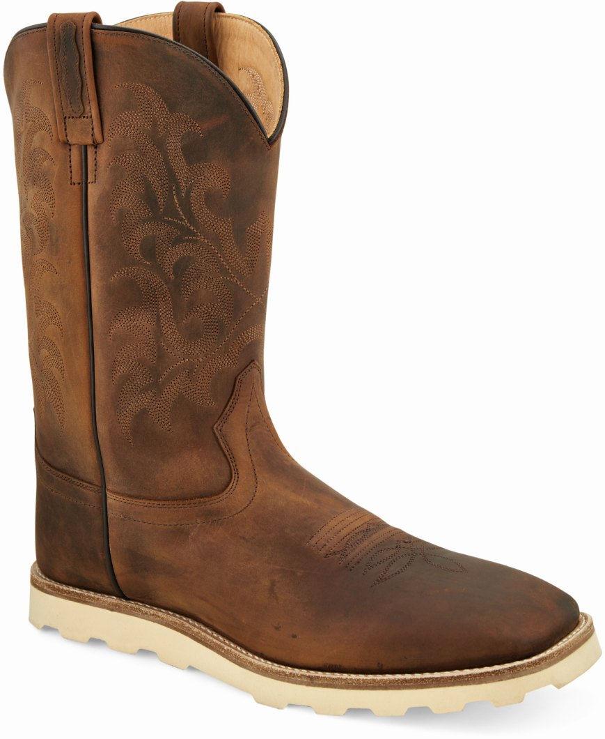 Old West Brown Mens Square Toe Boots - Flyclothing LLC