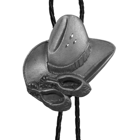 Cowboy Hat and Spurs Diamond-Cut Bolo Tie - Flyclothing LLC