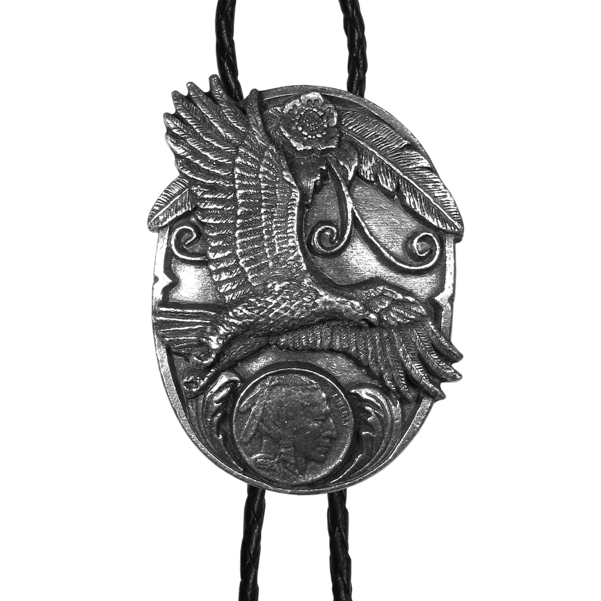 Eagle with Nickel Antiqued Large Bolo Tie - Flyclothing LLC