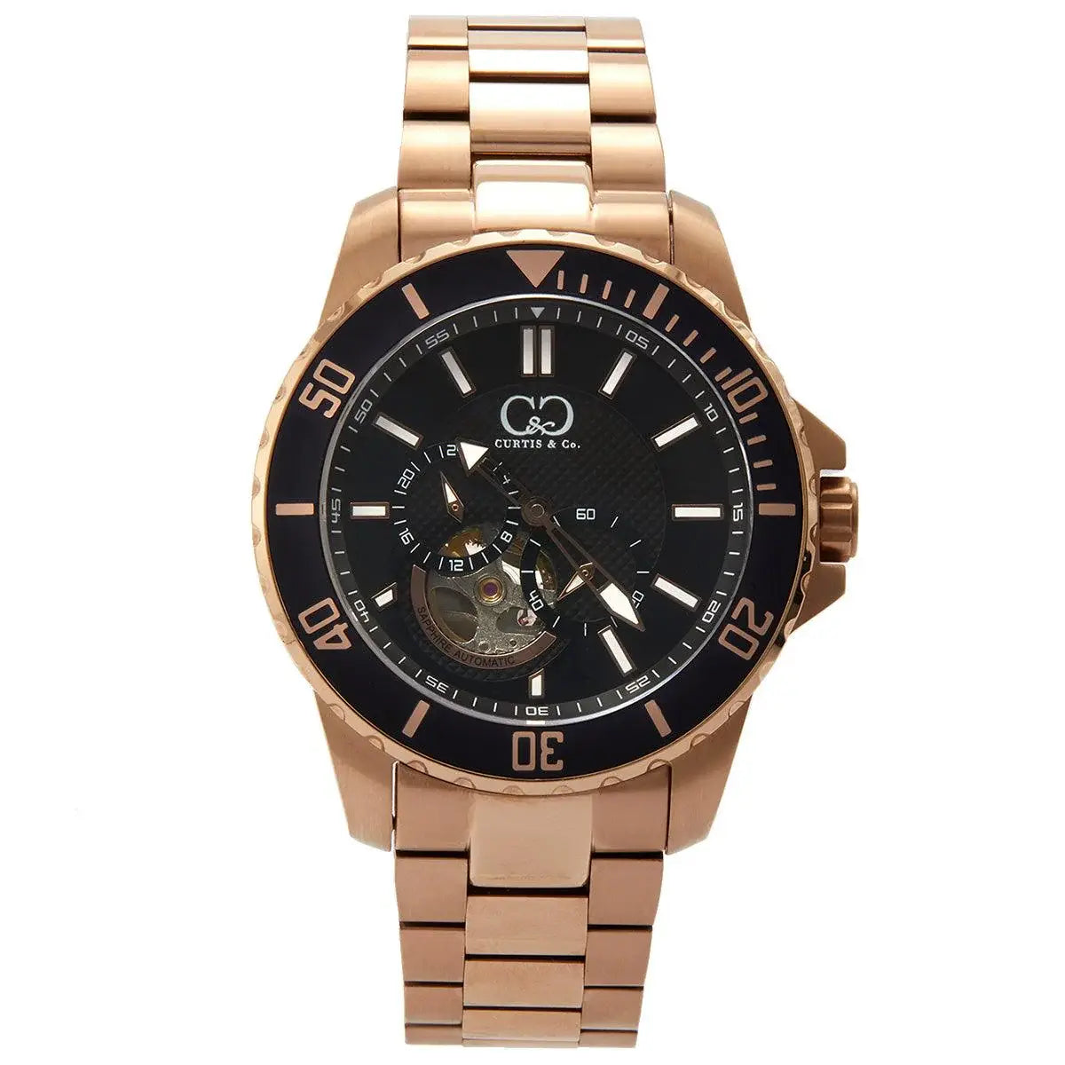 Curtis & Co BIG TIME ROYALE (45 mm) ROSE GOLD CASE / BLACK DIAL Watch - Curtis and Co Watches - Flyclothing LLC