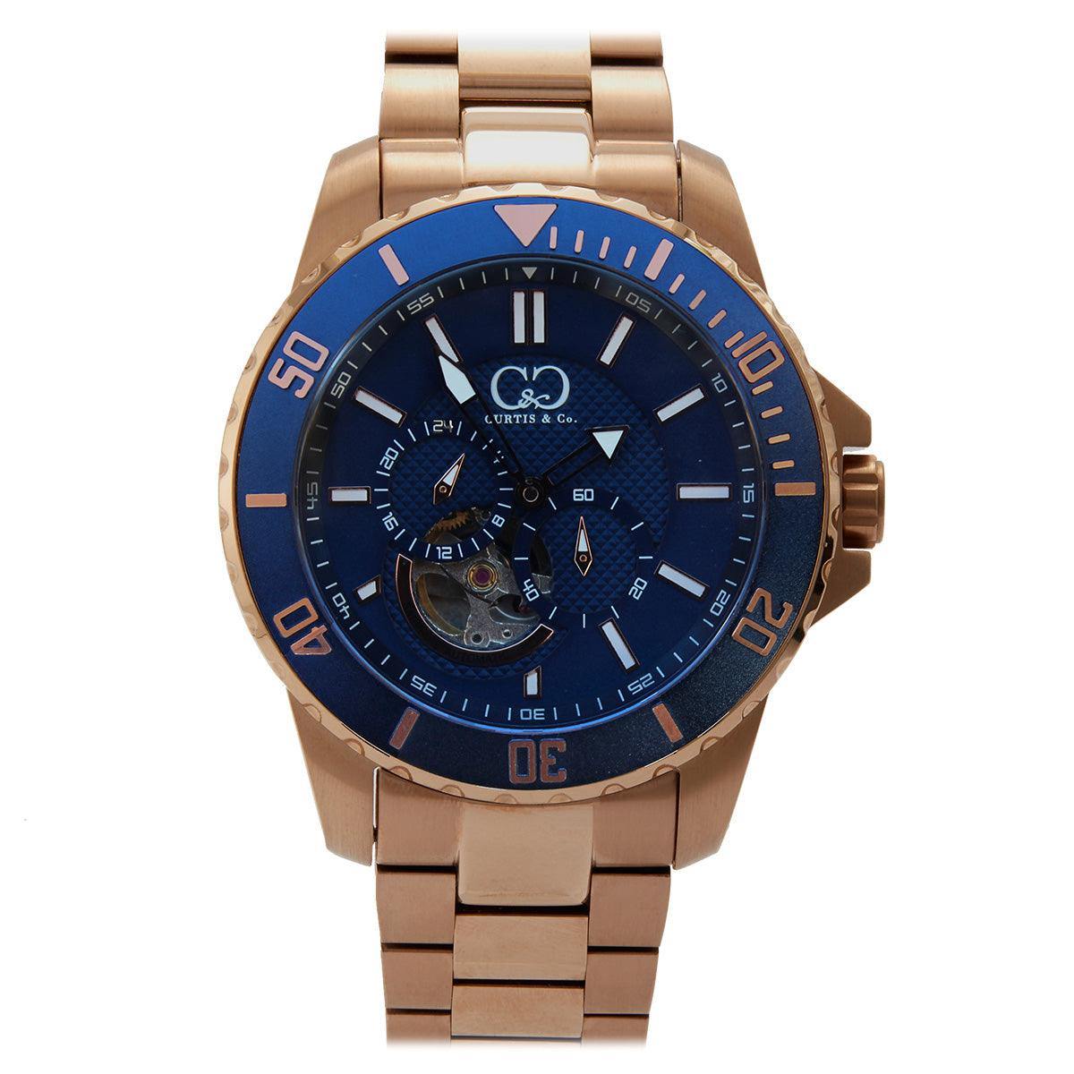 Curtis & Co BIG TIME ROYALE (45 mm) ROSE GOLD CASE / BLUE DIAL Watch - Curtis and Co Watches