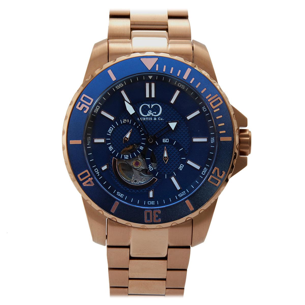 Curtis & Co BIG TIME ROYALE (45 mm) ROSE GOLD CASE / BLUE DIAL Watch - Flyclothing LLC