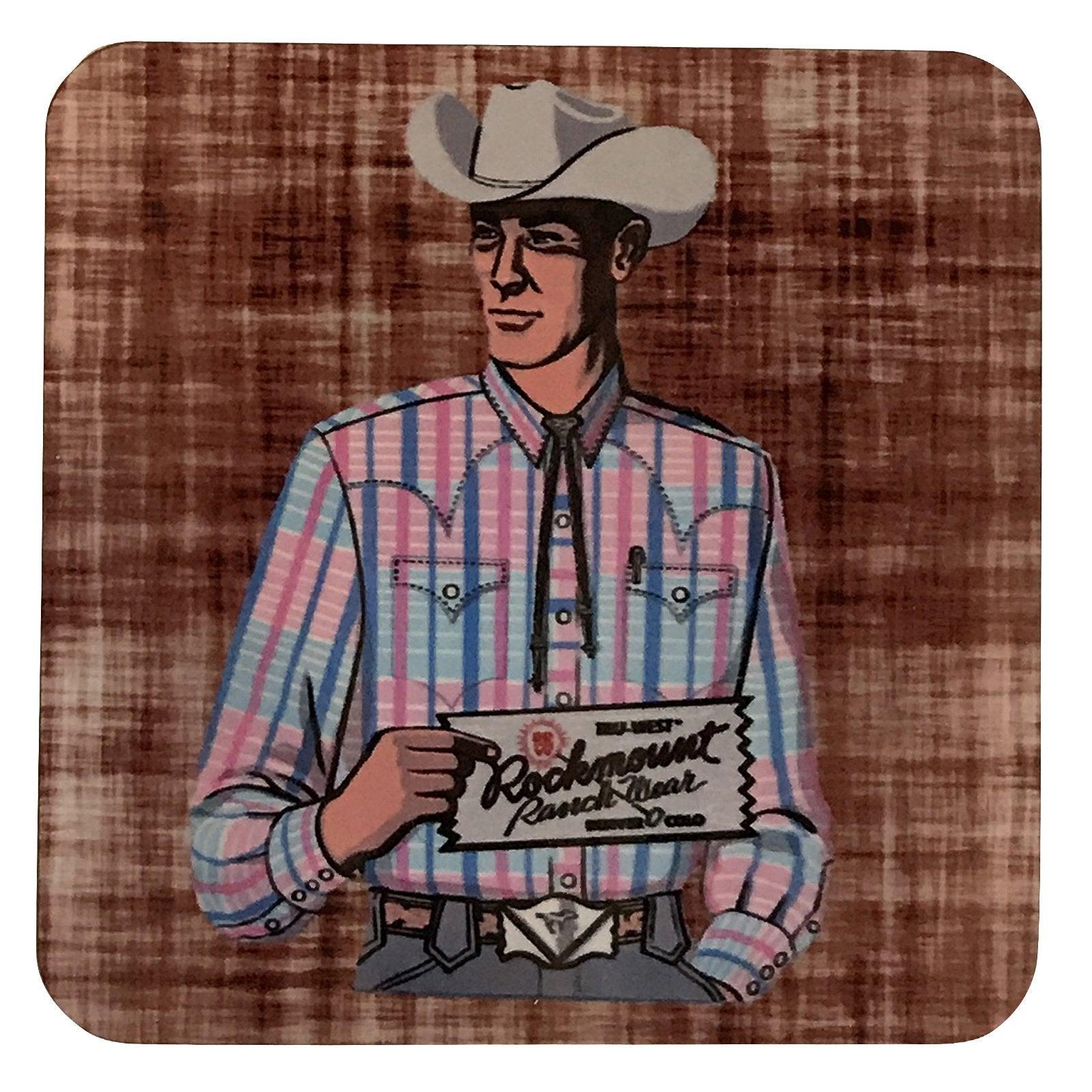 Vintage Cowboy Striped Pink Shirt Western Cork-Backed Coaster - Flyclothing LLC