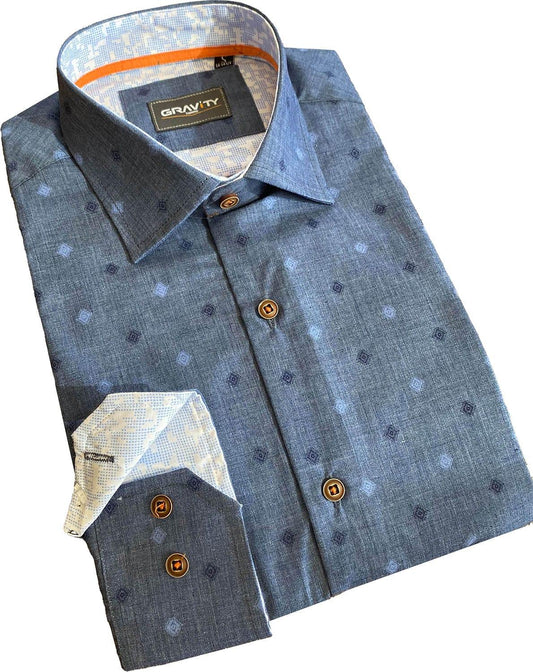 Gravity Homme Men's Long Sleeve Button Down / Blue Moon C1 - Gravity Homme