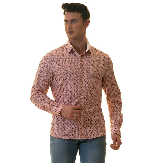 Gravity Homme Men's Long Sleeve Button Down / Positano Rosa C17 - Gravity Homme