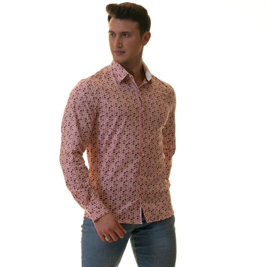 Gravity Homme Men's Long Sleeve Button Down / Positano Rosa C17 - Gravity Homme