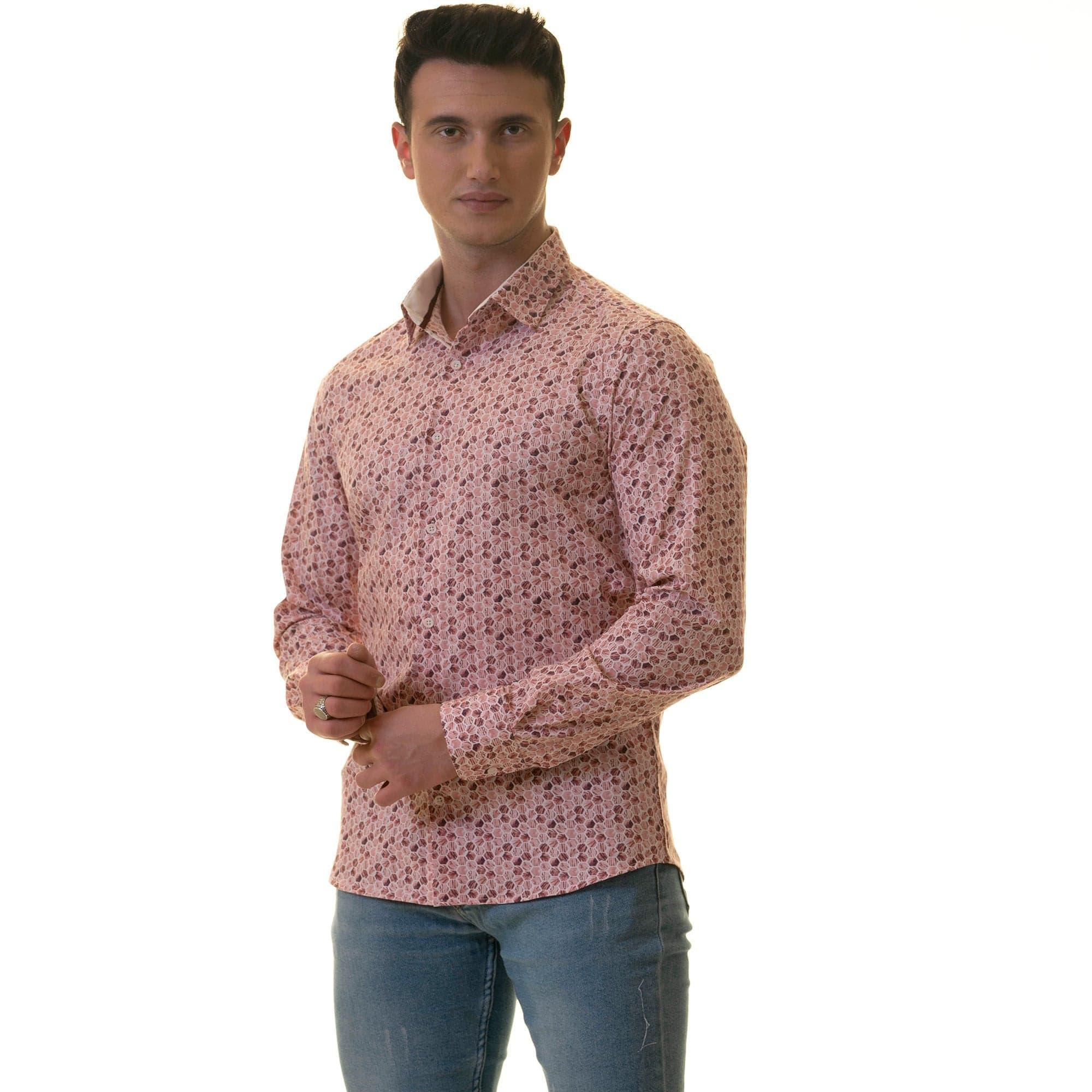 Gravity Homme Men's Long Sleeve Button Down / Positano Rosa C17 - Gravity Homme