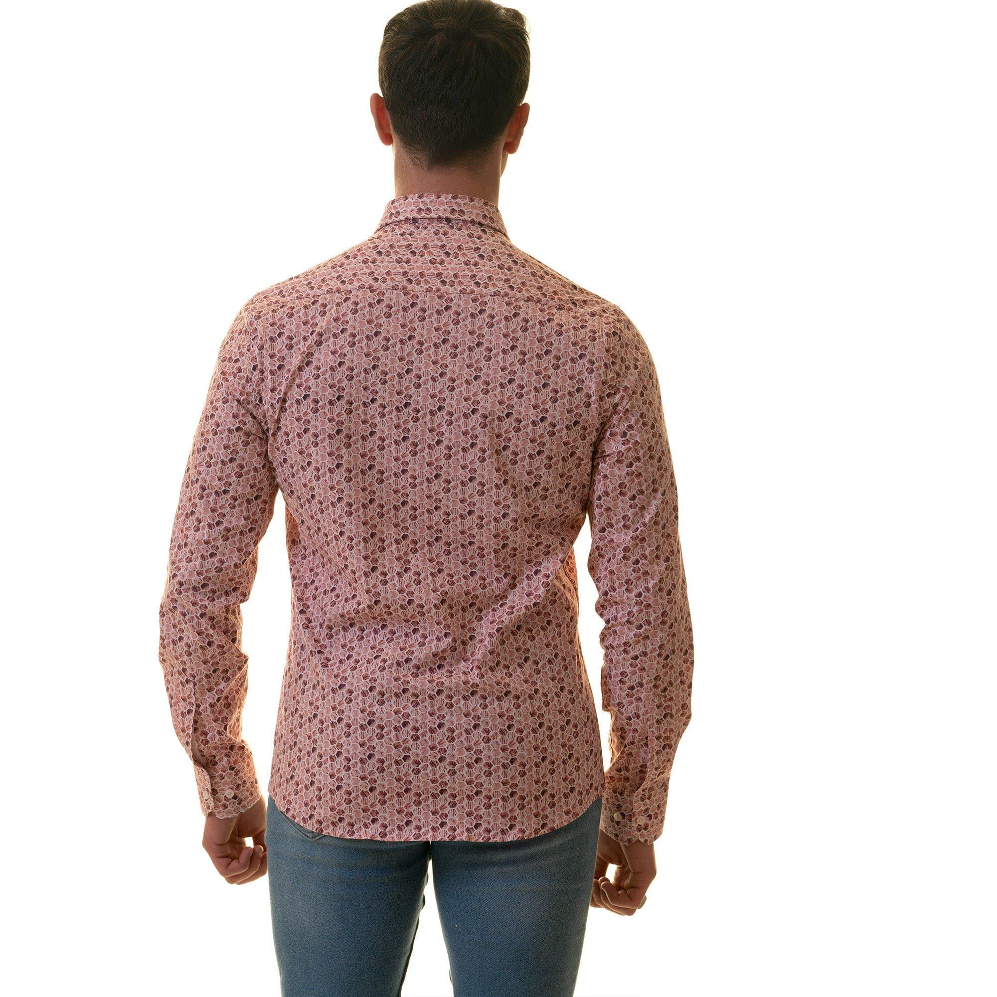 Gravity Homme Men's Long Sleeve Button Down / Positano Rosa C17 - Gravity Homme