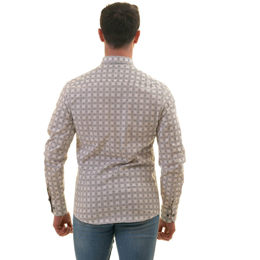 Gravity Homme Men's Long Sleeve Button Down / Shagreen Blanc C2 - Gravity Homme