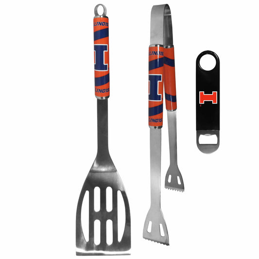 Illinois Fighting Illini 2 pc BBQ Set and Bottle Opener - Siskiyou Buckle