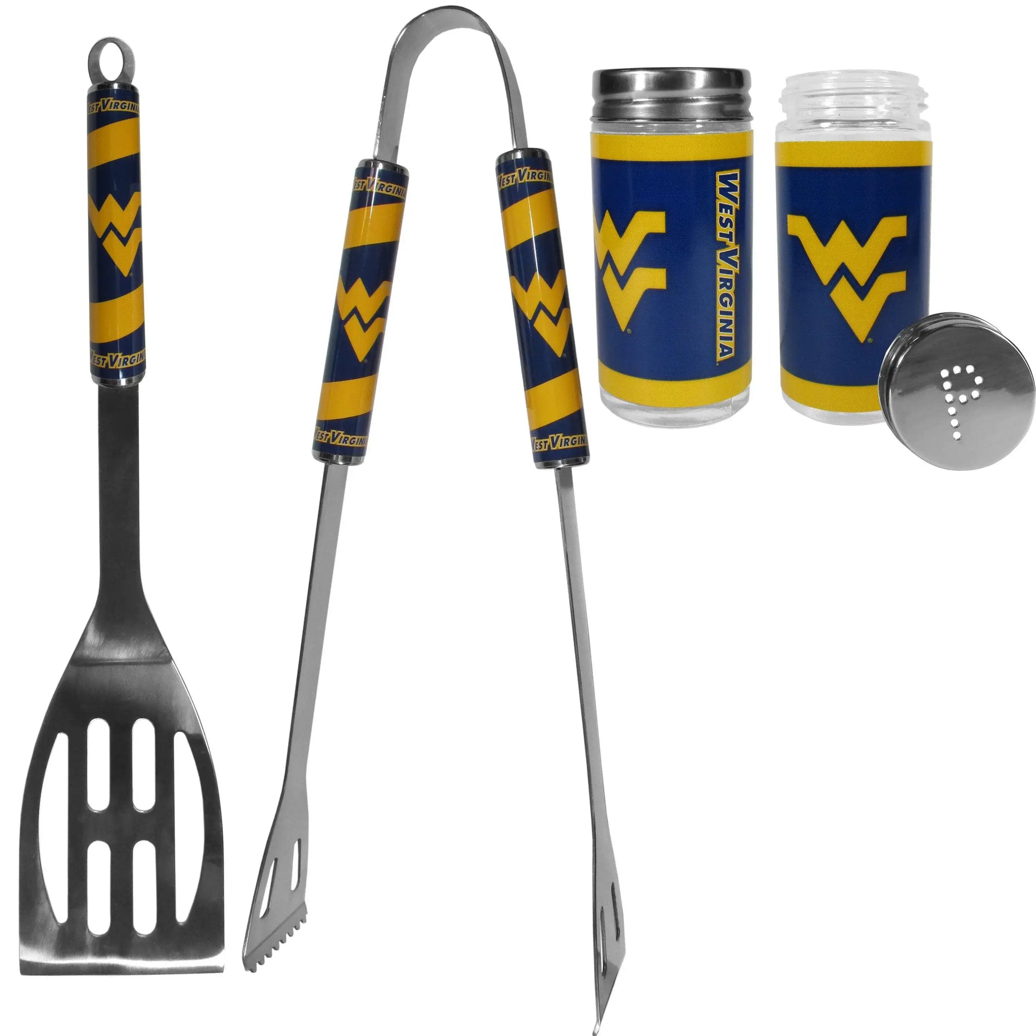 W. Virginia Mountaineers 2pc BBQ Set with Tailgate Salt & Pepper Shakers - Siskiyou Buckle - Flyclothing LLC
