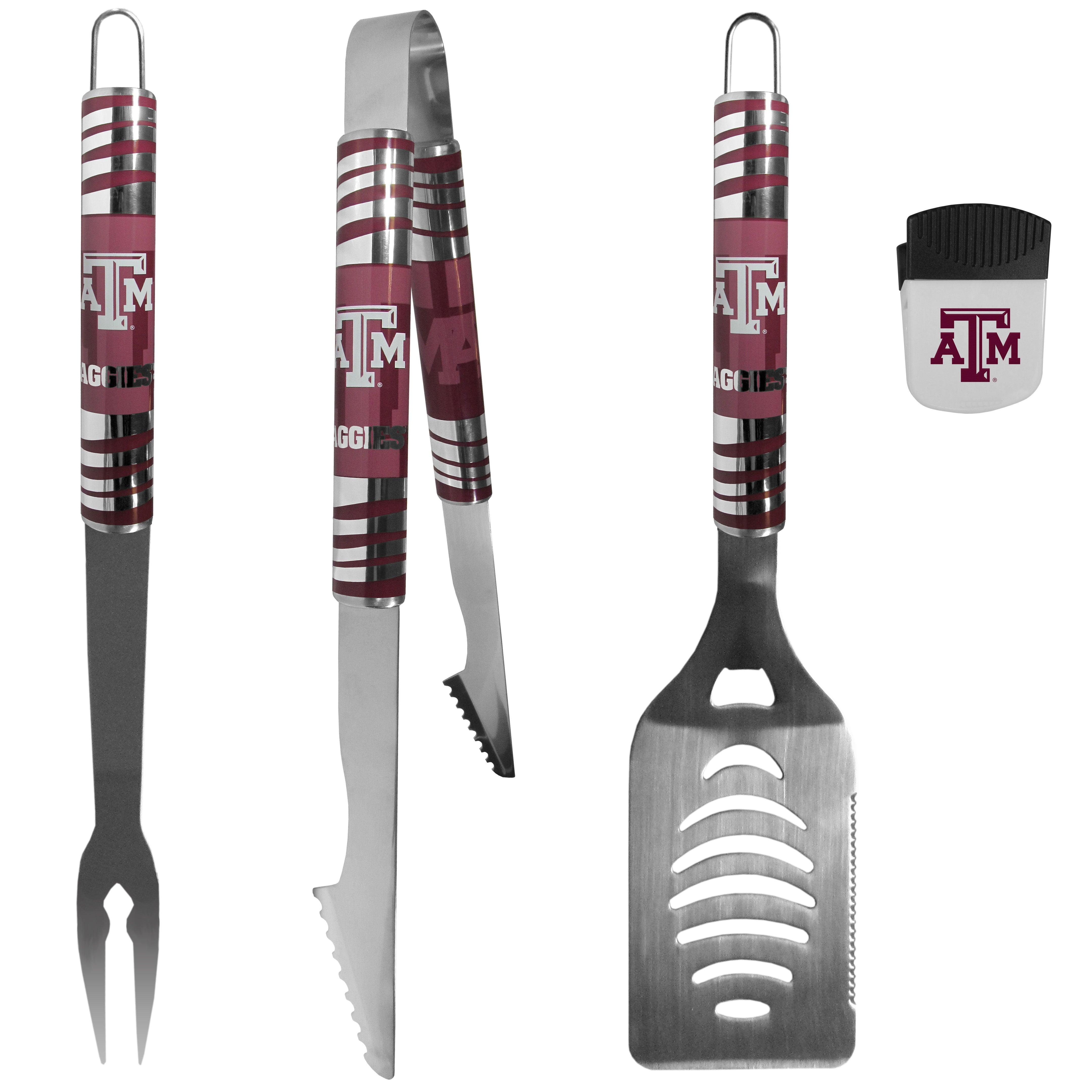 Texas A & M Aggies 3 pc BBQ Set and Chip Clip - Flyclothing LLC