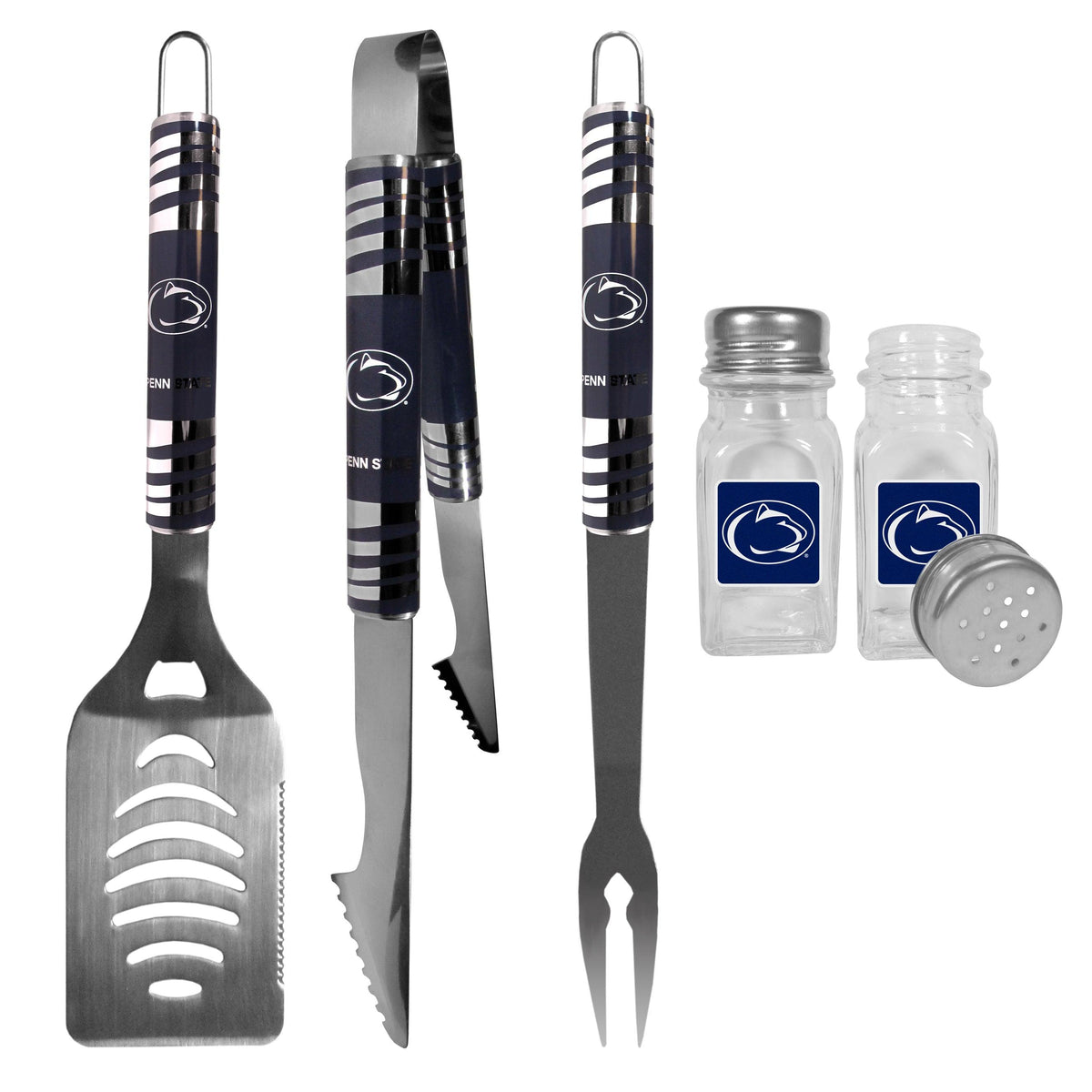 Penn St. Nittany Lions 3 pc Tailgater BBQ Set and Salt and Pepper Shakers - Flyclothing LLC