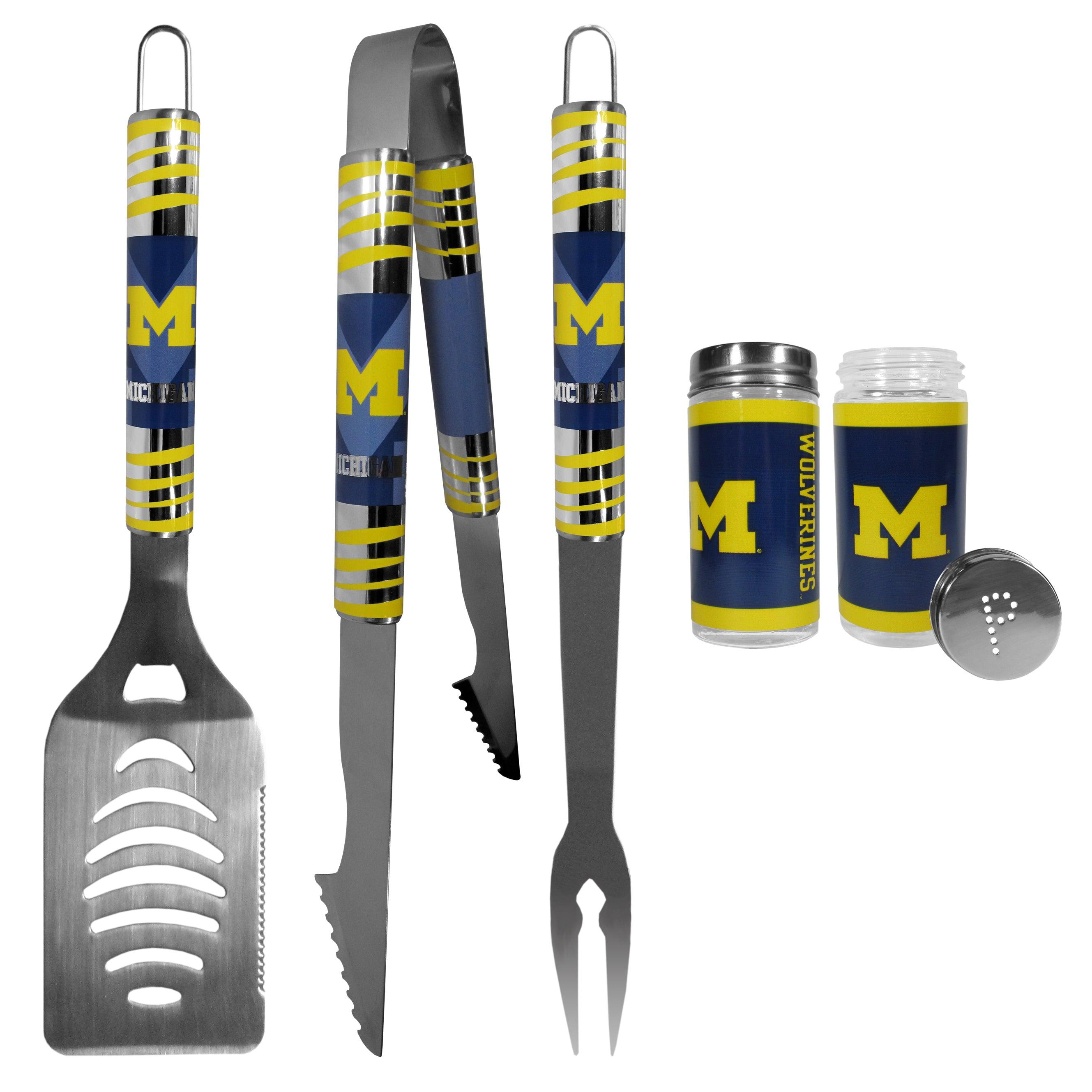 Michigan Wolverines 3 pc Tailgater BBQ Set and Salt and Pepper Shaker Set - Flyclothing LLC
