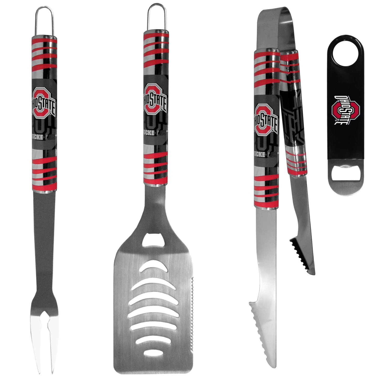 Ohio St. Buckeyes 3 pc BBQ Set and Bottle Opener - Siskiyou Buckle - Flyclothing LLC