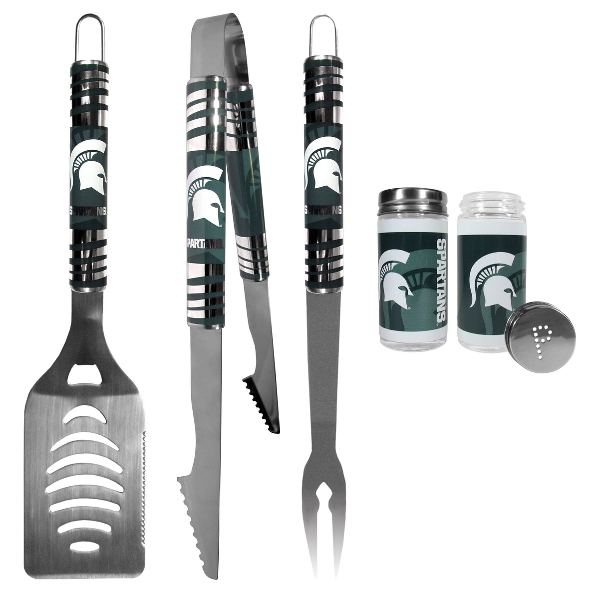 Michigan St. Spartans 3 pc Tailgater BBQ Set and Salt and Pepper Shaker Set - Flyclothing LLC