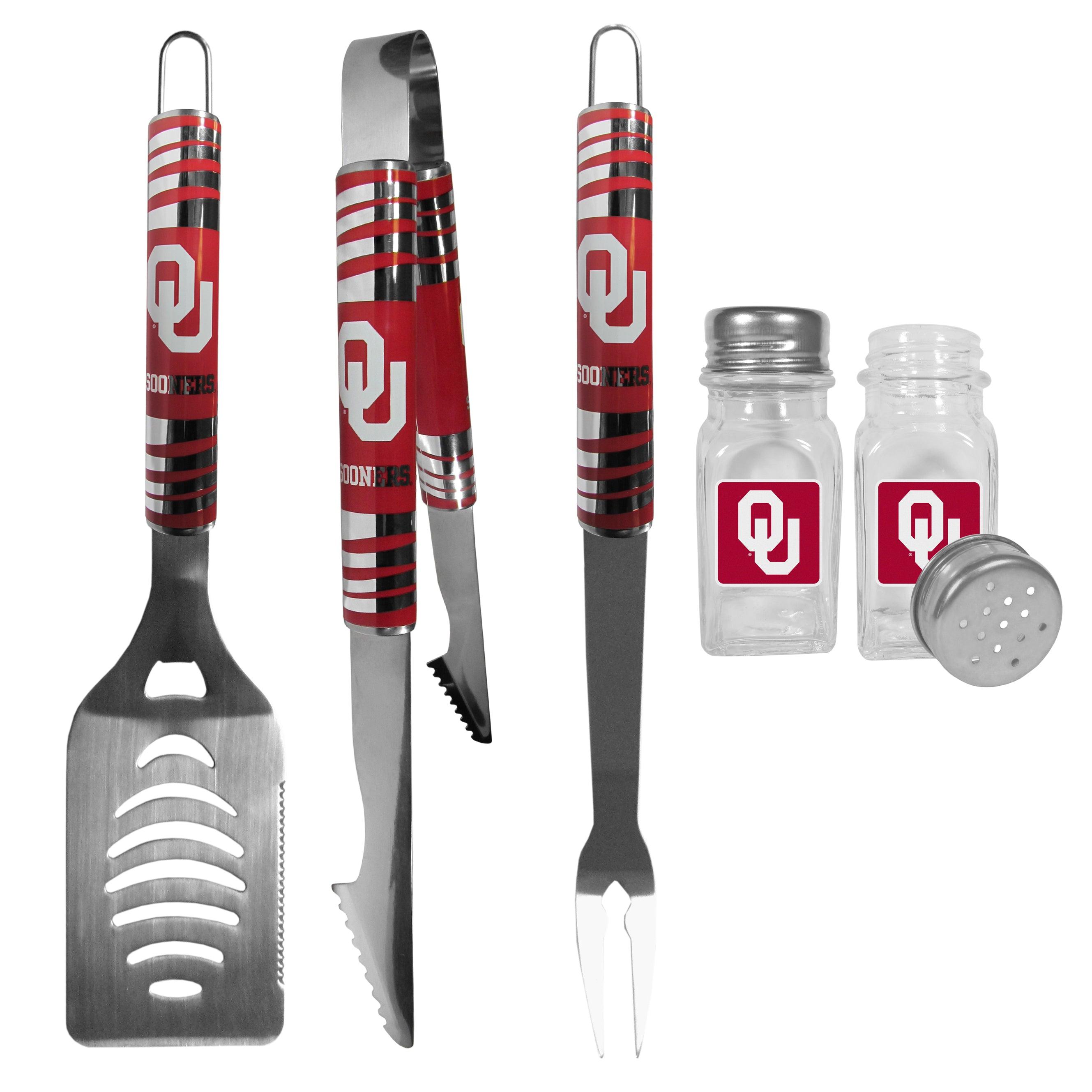 Oklahoma Sooners 3 pc Tailgater BBQ Set and Salt and Pepper Shakers - Flyclothing LLC