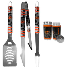 Oklahoma St. Cowboys 3 pc Tailgater BBQ Set and Salt and Pepper Shaker Set - Flyclothing LLC
